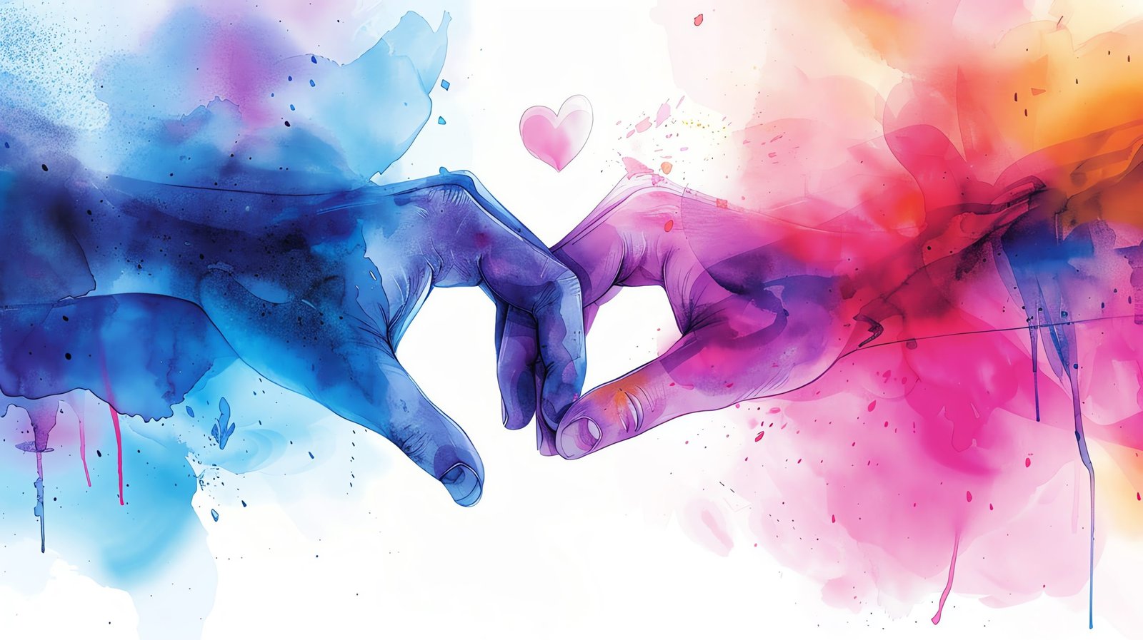 Valentines Day, intertwined fingers, closeup, watercolor style Valentines Day, intertwined fingers, closeup, watercolor style